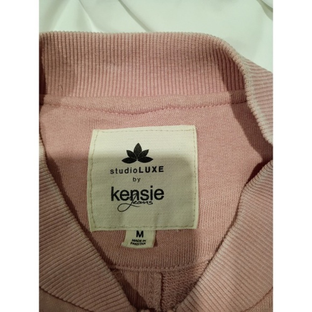 Kensie Jeans studioLUXE Pink Bomber Jacket Full Zip Fleece Lined Size M - Picture 4 of 10